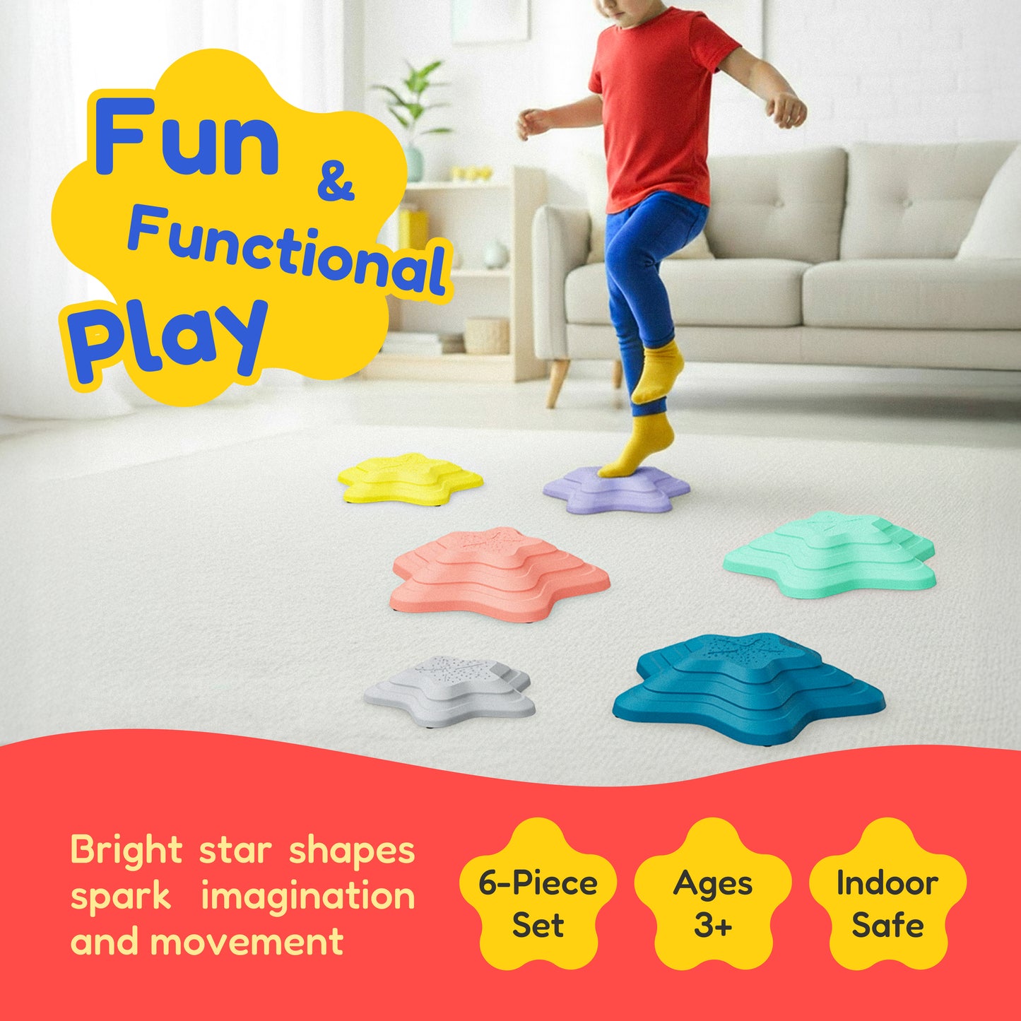 STAR SHAPED STEPPING STONES, 6 PIECE SET